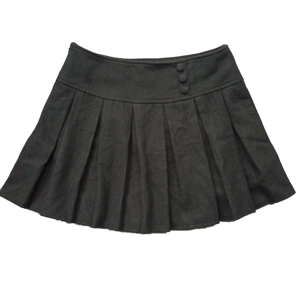 ChouYatou Women's M Pleated Mini Skirt Wool Blend Dark Academia Cozy